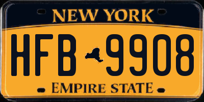 NY license plate HFB9908