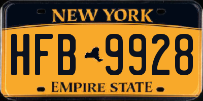 NY license plate HFB9928