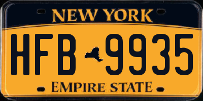NY license plate HFB9935