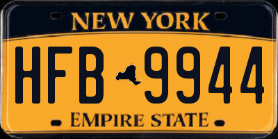 NY license plate HFB9944