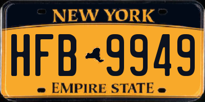 NY license plate HFB9949