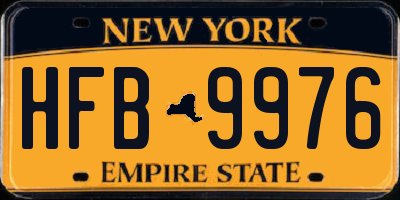 NY license plate HFB9976