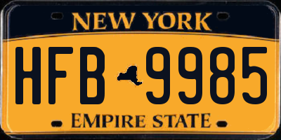 NY license plate HFB9985