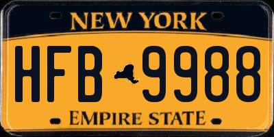 NY license plate HFB9988