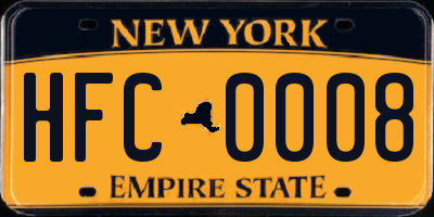 NY license plate HFC0008