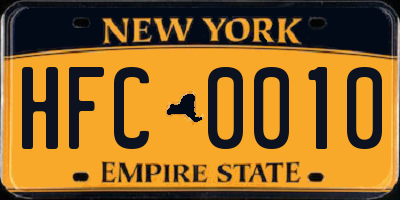 NY license plate HFC0010