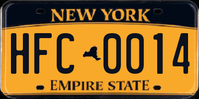 NY license plate HFC0014
