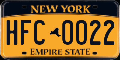 NY license plate HFC0022
