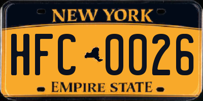NY license plate HFC0026