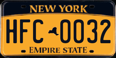 NY license plate HFC0032
