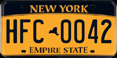 NY license plate HFC0042