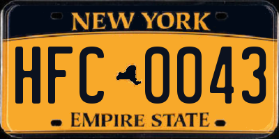 NY license plate HFC0043