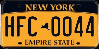 NY license plate HFC0044
