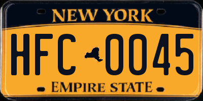 NY license plate HFC0045