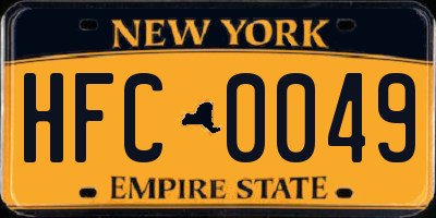 NY license plate HFC0049