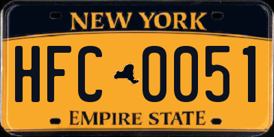 NY license plate HFC0051