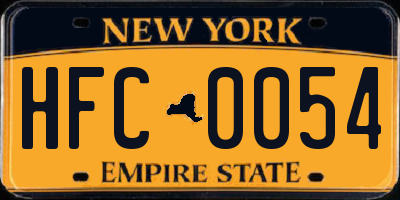 NY license plate HFC0054