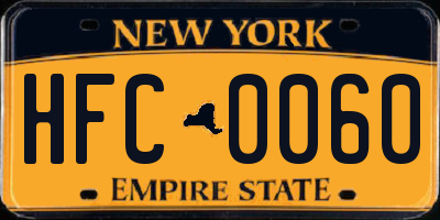 NY license plate HFC0060