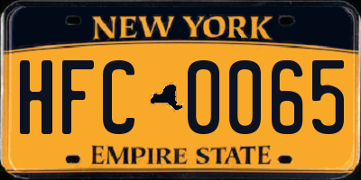 NY license plate HFC0065