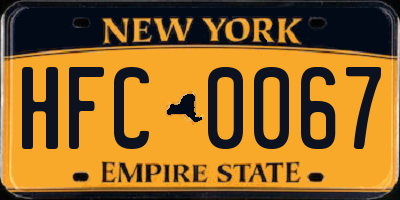NY license plate HFC0067