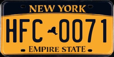 NY license plate HFC0071