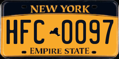 NY license plate HFC0097
