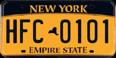 NY license plate HFC0101