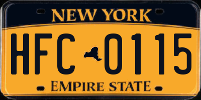 NY license plate HFC0115