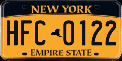 NY license plate HFC0122