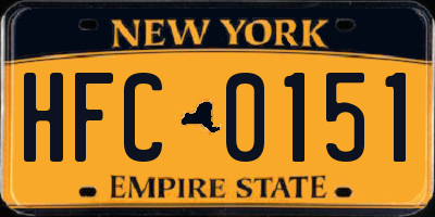NY license plate HFC0151