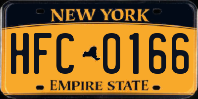 NY license plate HFC0166