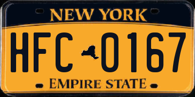 NY license plate HFC0167
