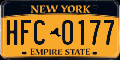 NY license plate HFC0177