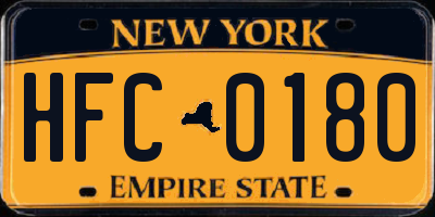 NY license plate HFC0180