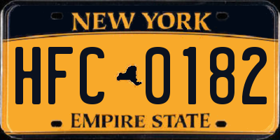 NY license plate HFC0182