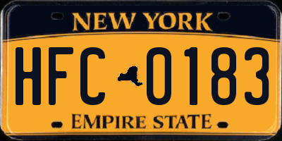 NY license plate HFC0183