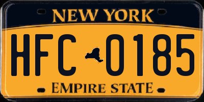 NY license plate HFC0185