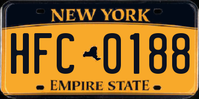 NY license plate HFC0188