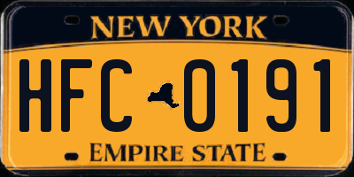 NY license plate HFC0191
