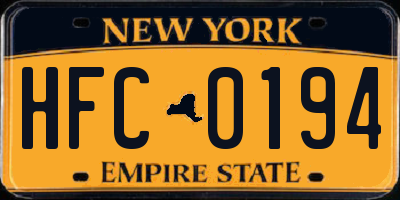 NY license plate HFC0194