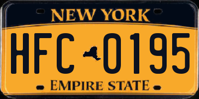 NY license plate HFC0195