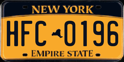NY license plate HFC0196