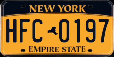 NY license plate HFC0197