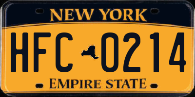NY license plate HFC0214