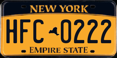 NY license plate HFC0222