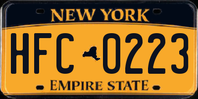 NY license plate HFC0223