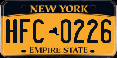 NY license plate HFC0226