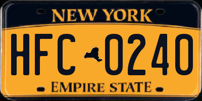 NY license plate HFC0240