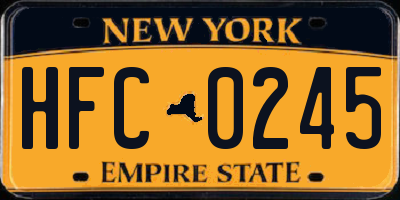 NY license plate HFC0245