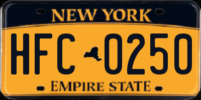 NY license plate HFC0250